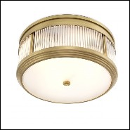 Plafonnier avec structure finition laiton antique ou nickel ou bronze avec verre clair et verre givré 24-Round Corridor