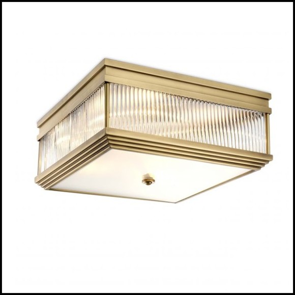 Ceiling lamp with structure in antique brass or nickel or brass finish with clear glass and frosted glass 24-Square Corridor