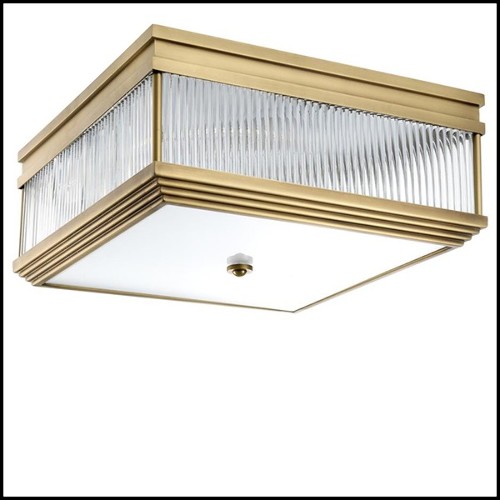 Ceiling lamp with structure in antique brass or nickel or brass finish with clear glass and frosted glass 24-Square Corridor