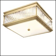 Ceiling lamp with structure in antique brass or nickel or brass finish with clear glass and frosted glass 24-Square Corridor