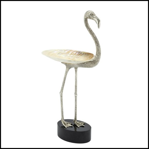 Cup with structure in metal in silver plated finish and with natural polished big shell cup 162-Floyd With Shell