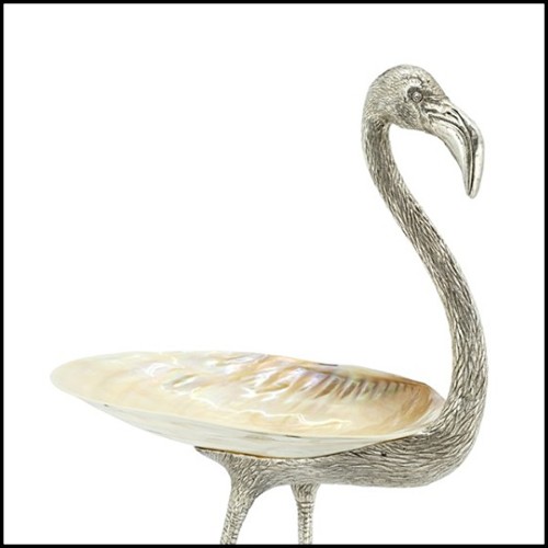 Cup with structure in metal in silver plated finish and with natural polished big shell cup 162-Floyd With Shell