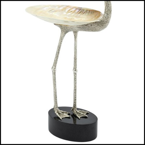 Cup with structure in metal in silver plated finish and with natural polished big shell cup 162-Floyd With Shell