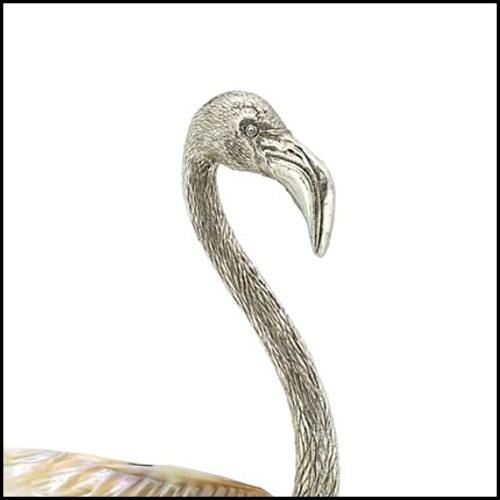 Cup with structure in metal in silver plated finish and with natural polished big shell cup 162-Floyd With Shell