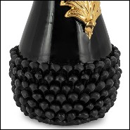 Vase in enamelled ceramic with black finish and with leaf painted with liquid pure gold 162-Pin Ceramic