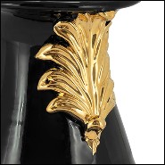 Vase in enamelled ceramic with black finish and with leaf painted with liquid pure gold 162-Pin Ceramic