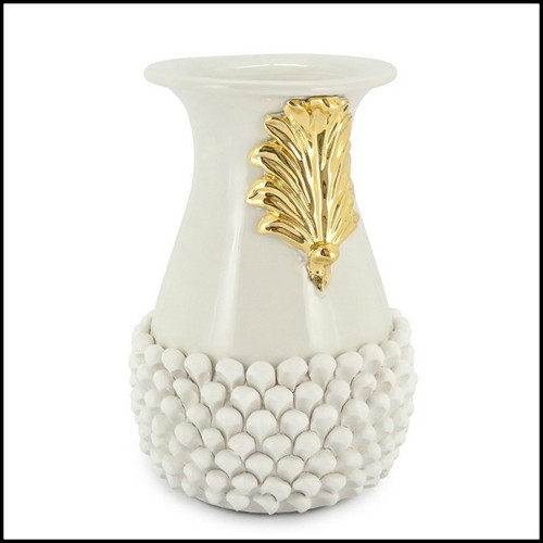 Vase en céramique émaillée finition Black avec feuille peinte avec de l'or pur liquide 162-Pin Ceramic