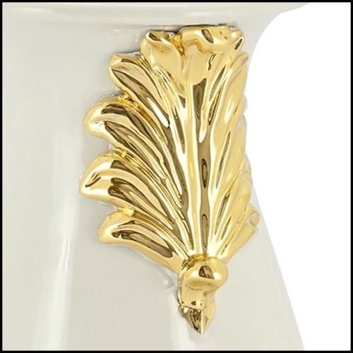 Vase in enamelled ceramic with black finish and with leaf painted with liquid pure gold 162-Pin Ceramic