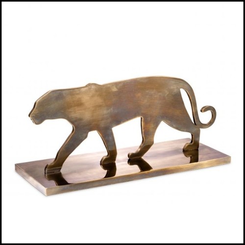 Sculpture all in solid brass in vintage finish 24-Walking Panther
