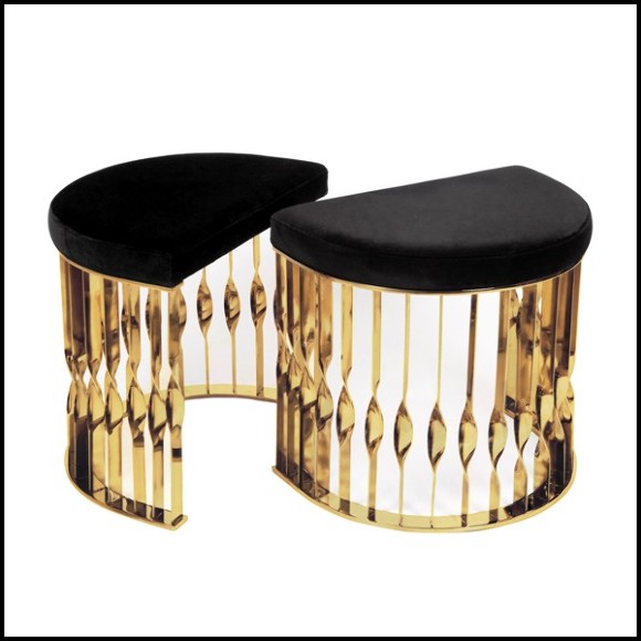 Set of two stool with structure in polished stainless steel in gold or chrome finish 171-Half Moon