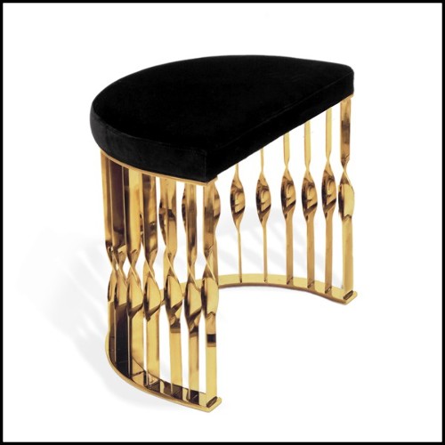 Set of two stool with structure in polished stainless steel in gold or chrome finish 171-Half Moon