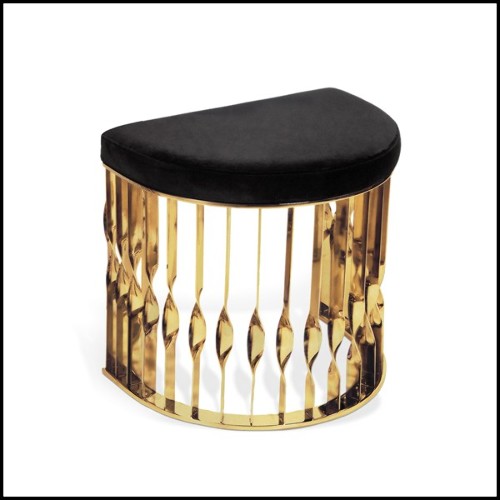 Set of two stool with structure in polished stainless steel in gold or chrome finish 171-Half Moon