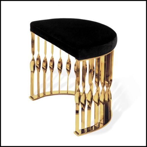 Set of two stool with structure in polished stainless steel in gold or chrome finish 171-Half Moon