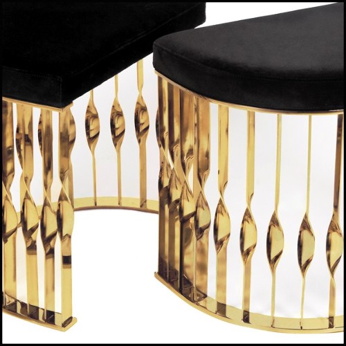 Set of two stool with structure in polished stainless steel in gold or chrome finish 171-Half Moon