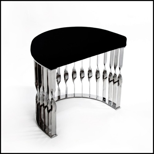 Set de deux tabourets avec structure en acier inoxydable poli finition Gold ou chromé 171-Half Moon