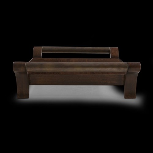 Tray in solid mahogany marquetried hand carved piece 119-Mahogany
