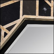 Miroir avec cadre hexagonal en bois massif noirci laqué avec structure en laiton poli et morceaux de marbre 169-Turtle