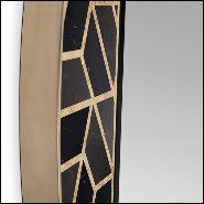 Miroir avec cadre hexagonal en bois massif noirci laqué avec structure en laiton poli et morceaux de marbre 169-Turtle