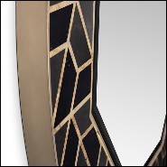 Miroir avec cadre hexagonal en bois massif noirci laqué avec structure en laiton poli et morceaux de marbre 169-Turtle