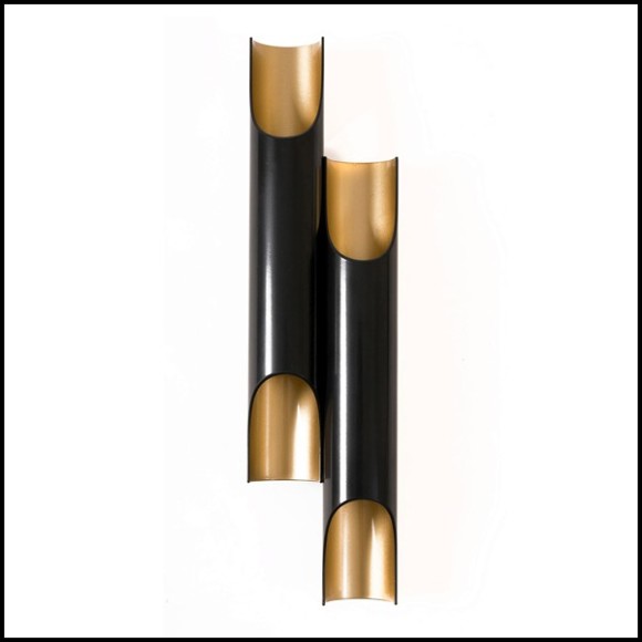 Wall lamp with black matt steel body and in gold powder painted inside 151-Flute Double