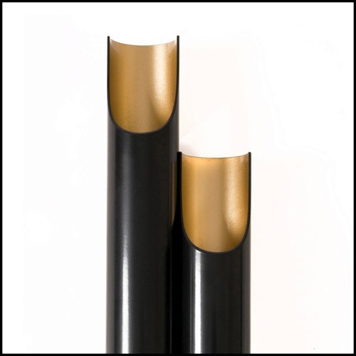 Wall lamp with black matt steel body and in gold powder painted inside 151-Flute Double