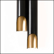 Wall lamp with black matt steel body and in gold powder painted inside 151-Flute Double