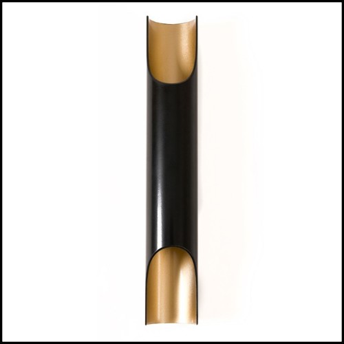Wall lamp with matt black steel body and gold powder painted inside 151-Flute Single
