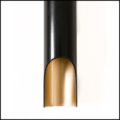 Wall lamp with matt black steel body and gold powder painted inside 151-Flute Single