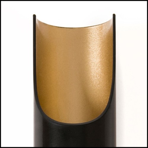 Wall lamp with matt black steel body and gold powder painted inside 151-Flute Single