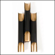 Wall lamp with black matt steel body and gold powder painted inside 151-Flute Triple
