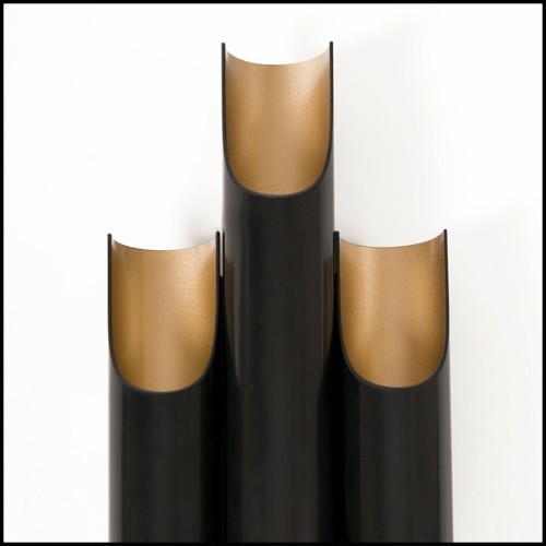 Applique avec structure en acier finition noir mat et intérieur finition poudre d'or 151-Flute Triple
