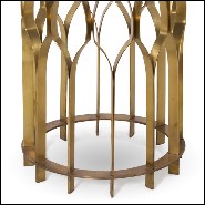 Round side table with brushed aged brass structure and marble Nero Marquina top 155-Arcade
