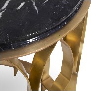 Round side table with brushed aged brass structure and marble Nero Marquina top 155-Arcade