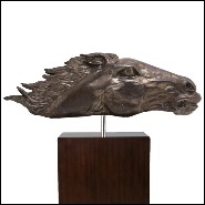 Sculpture in beaten solid copper on solid wooden base 119-Gallop