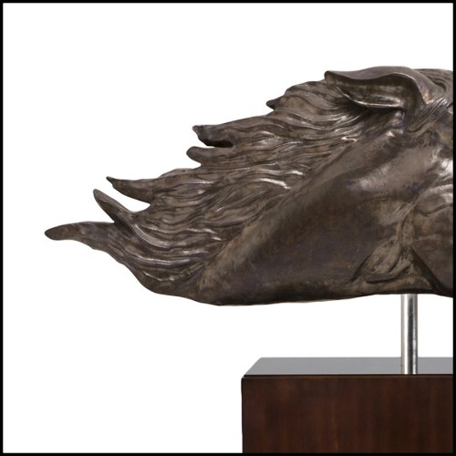 Sculpture in beaten solid copper on solid wooden base 119-Gallop