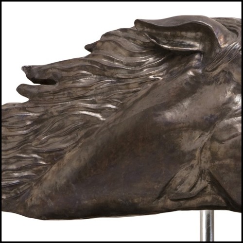 Sculpture en cuivre massif martelé sur un socle en bois massif 119-Gallop