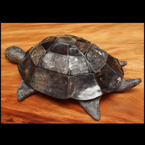 Boîte avec couvercle en écaille de tortue et nacre 84-Turtle