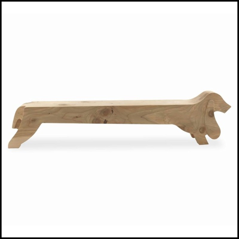 Bench with structure in solid cedar tree wood 154-Hound Dog