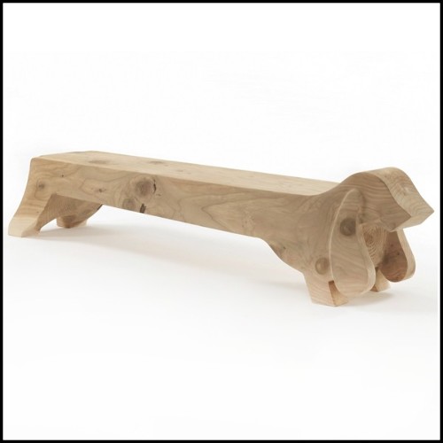 Bench with structure in solid cedar tree wood 154-Hound Dog