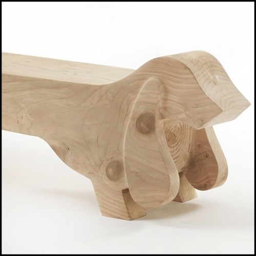 Bench with structure in solid cedar tree wood 154-Hound Dog