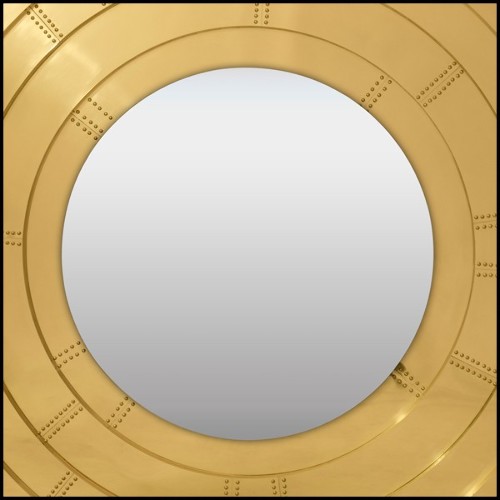 Mirror with frame in solid polished brass with riveted nails included in the frame 169-Golden Gate