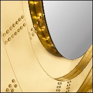 Mirror with frame in solid polished brass with riveted nails included in the frame 169-Golden Gate