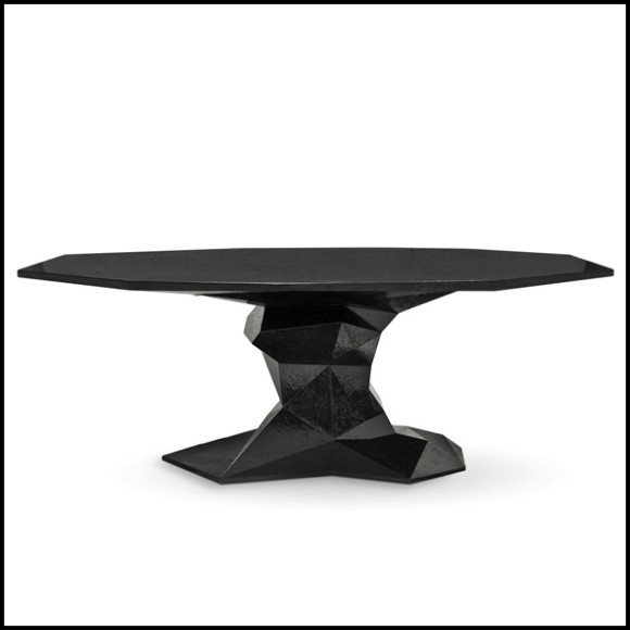 Dining table with wood structure lacquered with a translucent black tone with high gloss varnish 145-Jungle Black