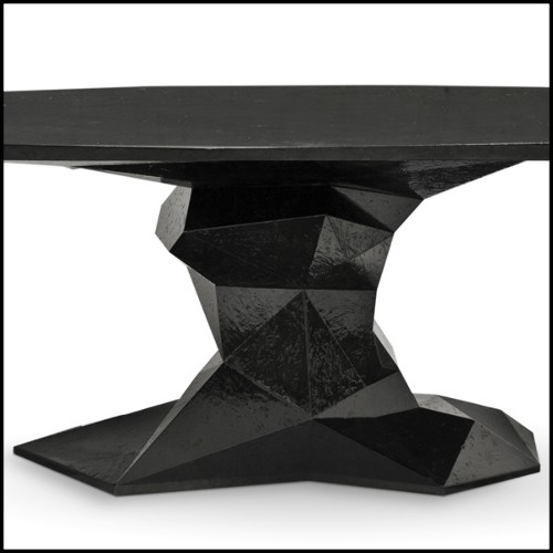 Table de repas avec structure en bois laqué dans des tons noir translucide et vernis brillant 145-Jungle Black