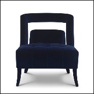 Fauteuil avec structure en bois massif recouvert de tissu velours bleu 169-Mahal
