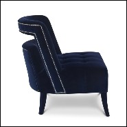 Fauteuil avec structure en bois massif recouvert de tissu velours bleu 169-Mahal