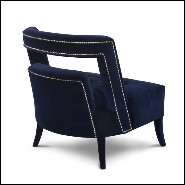 Fauteuil avec structure en bois massif recouvert de tissu velours bleu 169-Mahal