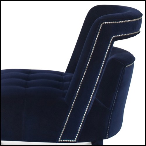 Fauteuil avec structure en bois massif recouvert de tissu velours bleu 169-Mahal