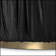 Ottoman covered with high quality black pleated fabric and base in brass finish 169-Mahal