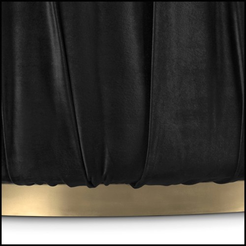 Ottoman recouvert de tissu plissé noir de haute qualité avec base en laiton 169-Mahal